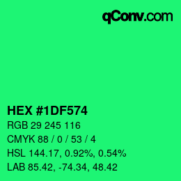 カラーコード: HEX #1DF574 | qconv.com