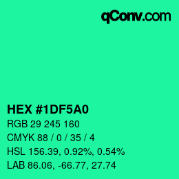 Color code: HEX #1DF5A0 | qconv.com