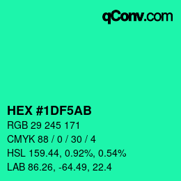 Color code: HEX #1DF5AB | qconv.com