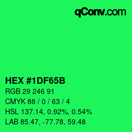 Color code: HEX #1DF65B | qconv.com