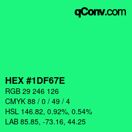 Color code: HEX #1DF67E | qconv.com