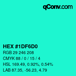 Color code: HEX #1DF6D0 | qconv.com