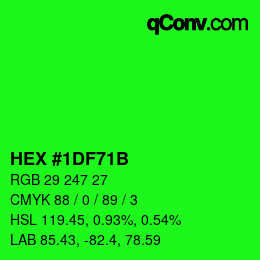 Color code: HEX #1DF71B | qconv.com