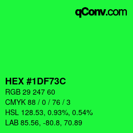 Color code: HEX #1DF73C | qconv.com