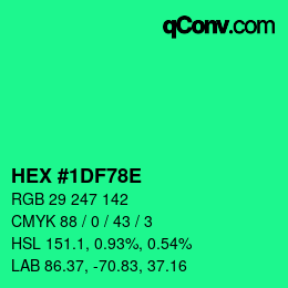 Color code: HEX #1DF78E | qconv.com