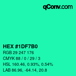Color code: HEX #1DF7B0 | qconv.com