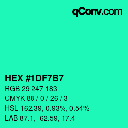 カラーコード: HEX #1DF7B7 | qconv.com