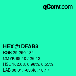 カラーコード: HEX #1DFAB8 | qconv.com