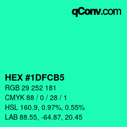 颜色代码: HEX #1DFCB5 | qconv.com