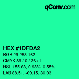 Color code: HEX #1DFDA2 | qconv.com