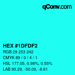 颜色代码: HEX #1DFDF2 | qconv.com