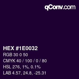 Farbcode: HEX #1E0032 | qconv.com