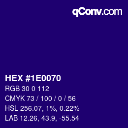Color code: HEX #1E0070 | qconv.com