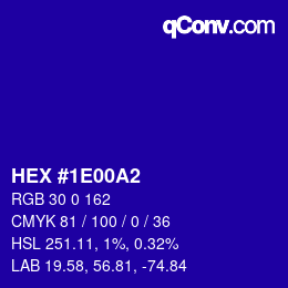 Color code: HEX #1E00A2 | qconv.com