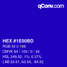 Code couleur: HEX #1E00BD | qconv.com