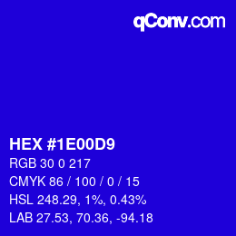 Color code: HEX #1E00D9 | qconv.com