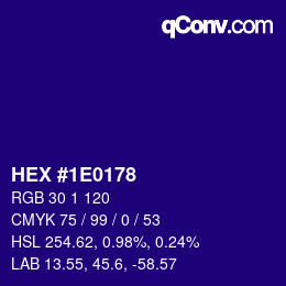 Color code: HEX #1E0178 | qconv.com
