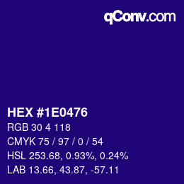 Color code: HEX #1E0476 | qconv.com