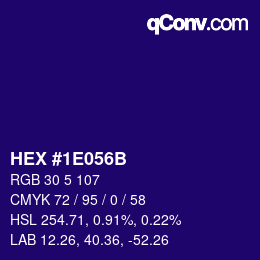 Color code: HEX #1E056B | qconv.com