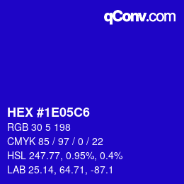 Color code: HEX #1E05C6 | qconv.com