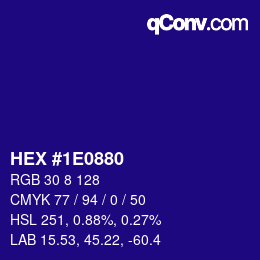 Color code: HEX #1E0880 | qconv.com