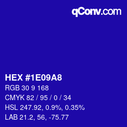Color code: HEX #1E09A8 | qconv.com