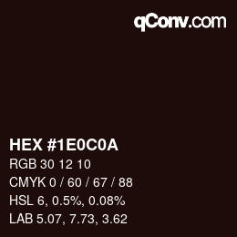 Color code: HEX #1E0C0A | qconv.com
