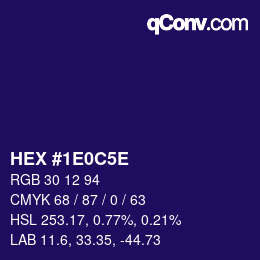 Color code: HEX #1E0C5E | qconv.com