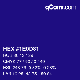 Color code: HEX #1E0D81 | qconv.com