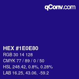 カラーコード: HEX #1E0E80 | qconv.com