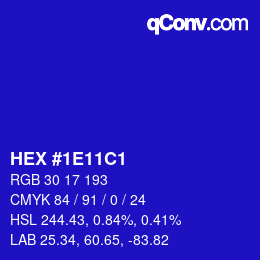 Color code: HEX #1E11C1 | qconv.com