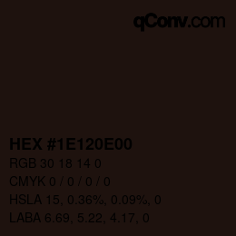 カラーコード: HEX #1E120E00 | qconv.com