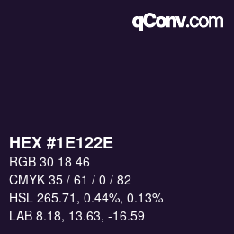 カラーコード: HEX #1E122E | qconv.com