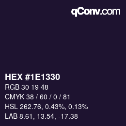 颜色代码: HEX #1E1330 | qconv.com
