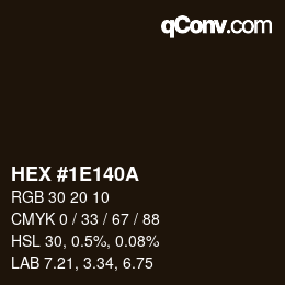 Color code: HEX #1E140A | qconv.com