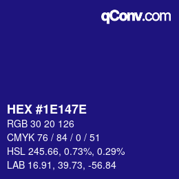 カラーコード: HEX #1E147E | qconv.com