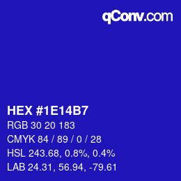 カラーコード: HEX #1E14B7 | qconv.com
