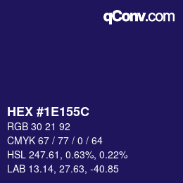 颜色代码: HEX #1E155C | qconv.com