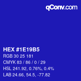 Color code: HEX #1E19B5 | qconv.com