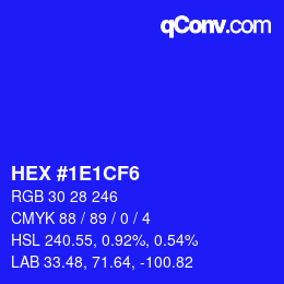 Color code: HEX #1E1CF6 | qconv.com