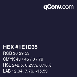 Color code: HEX #1E1D35 | qconv.com