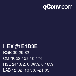 Color code: HEX #1E1D3E | qconv.com