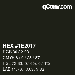 Color code: HEX #1E2017 | qconv.com