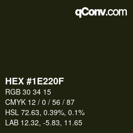 颜色代码: HEX #1E220F | qconv.com