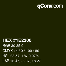 Farbcode: HEX #1E2300 | qconv.com