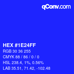 Color code: HEX #1E24FF | qconv.com