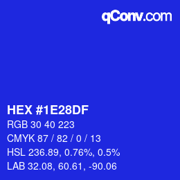 カラーコード: HEX #1E28DF | qconv.com