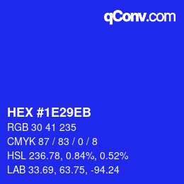 Código de color: HEX #1E29EB | qconv.com