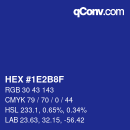 Color code: HEX #1E2B8F | qconv.com