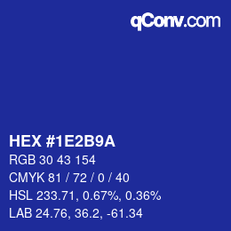 颜色代码: HEX #1E2B9A | qconv.com